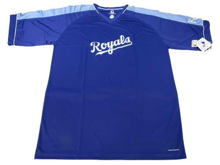 Kansas City Royals Mens Size XL-Tall Majestic Coolbase Blue V-Neck Shirt Image 1