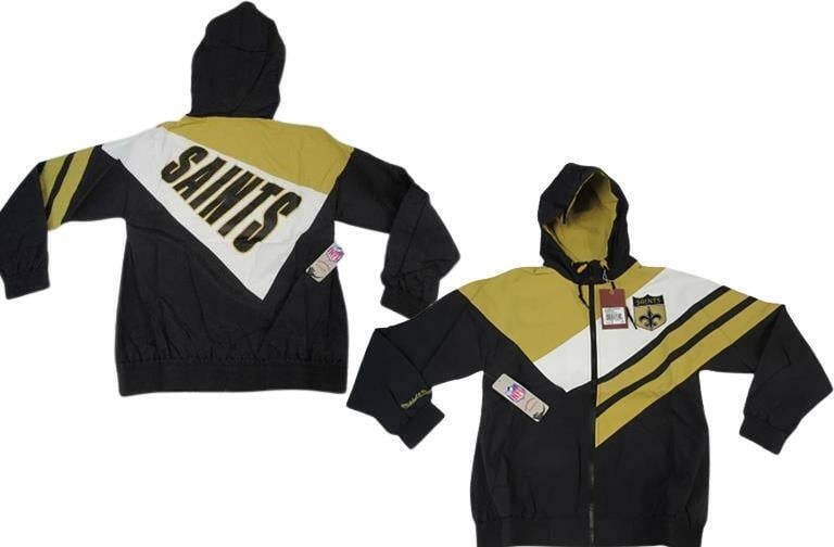 Orleans Saints Mens XS Mitchell and Ness AsymmetricalBlocked Light Jacket 120 Image 1