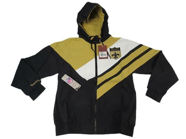 Orleans Saints Mens XS Mitchell and Ness AsymmetricalBlocked Light Jacket 120 Image 2