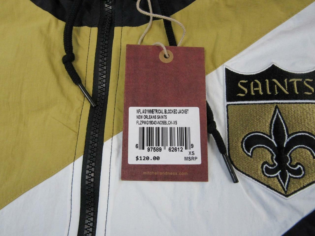 Orleans Saints Mens XS Mitchell and Ness AsymmetricalBlocked Light Jacket 120 Image 3