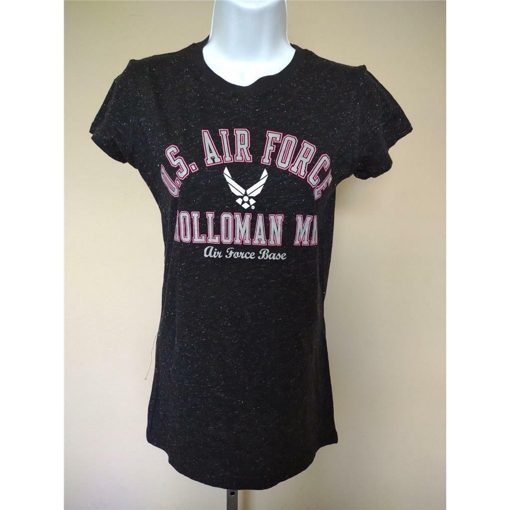 US Air Force Base Holloman Womens Size S Small Sparkly Black J.America Shirt Image 1