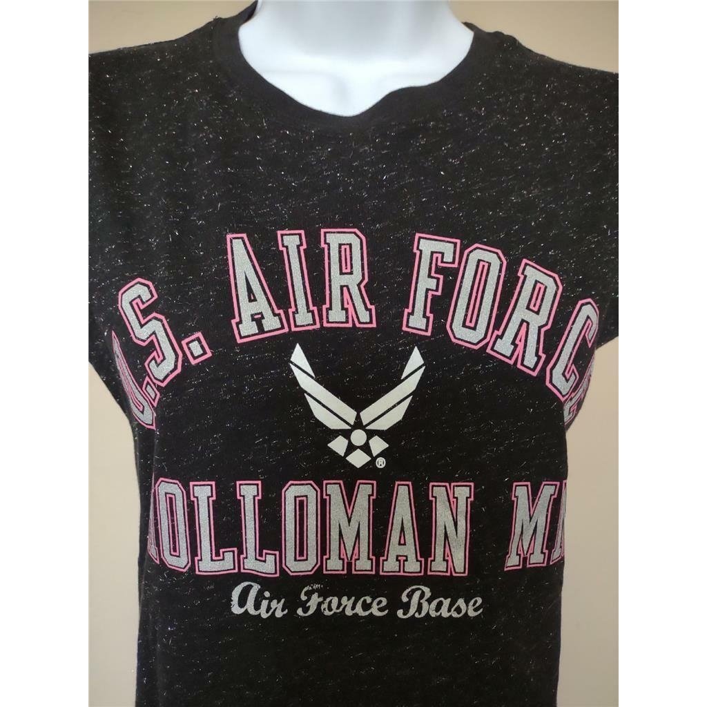 US Air Force Base Holloman Womens Size S Small Sparkly Black J.America Shirt Image 2