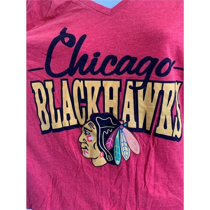 Chicago Blackhawks Womens Size M Medium Red Mitchell and Ness Shirt Image 2