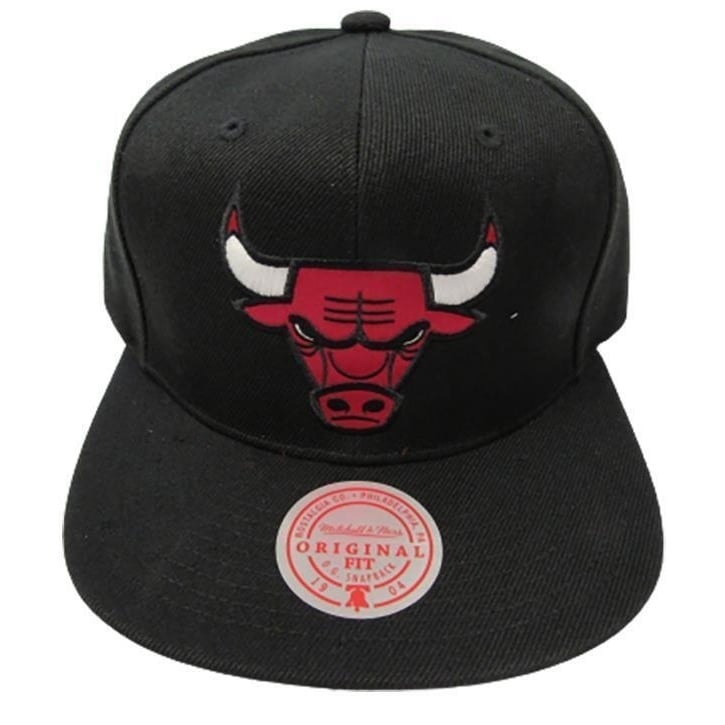 Chicago Bulls Mens OSFA Mitchell and Ness Flatbrim Snapback Black Hat 32 Image 1