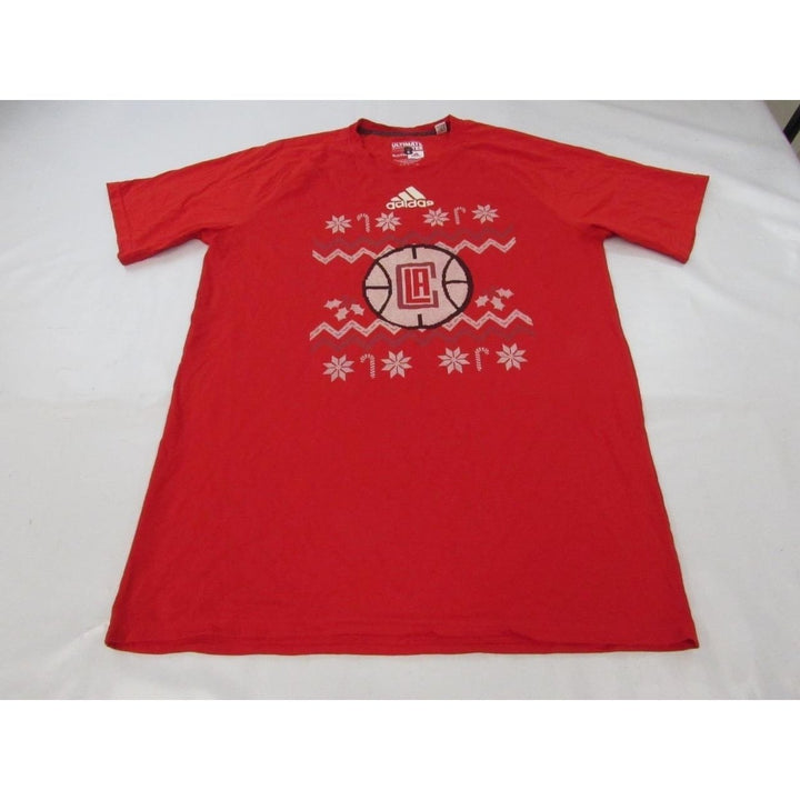 Los Angeles Clippers Christmas Mens Size XLT Red Adidas Climalite Shirt Image 1