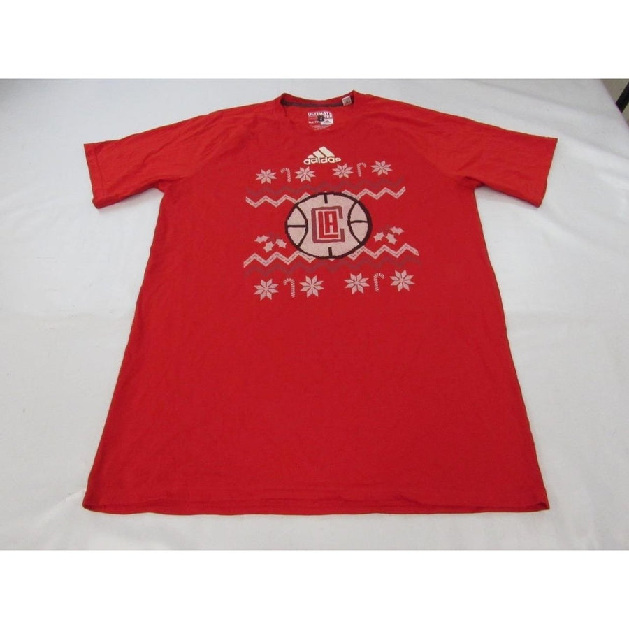 Los Angeles Clippers Christmas Mens Size XLT Red Adidas Climalite Shirt Image 1