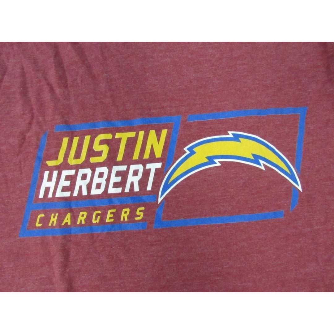 Los Angeles Chargers 10 Justin Herbert Mens Size L Large Heather Red Shirt Image 3