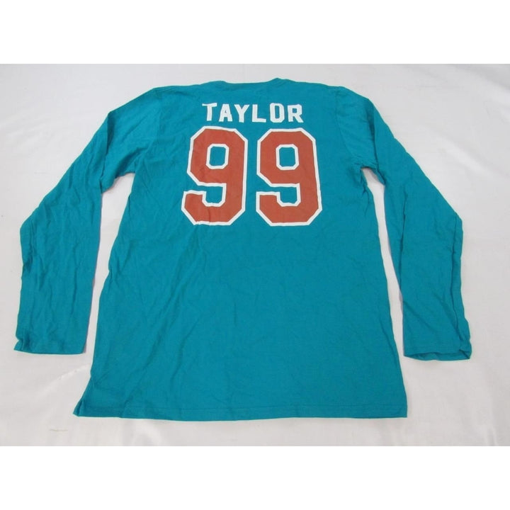 Miami Dolphins 99 Jason Taylor Mens Size M Aqua Long Sleeved Shirt Image 2