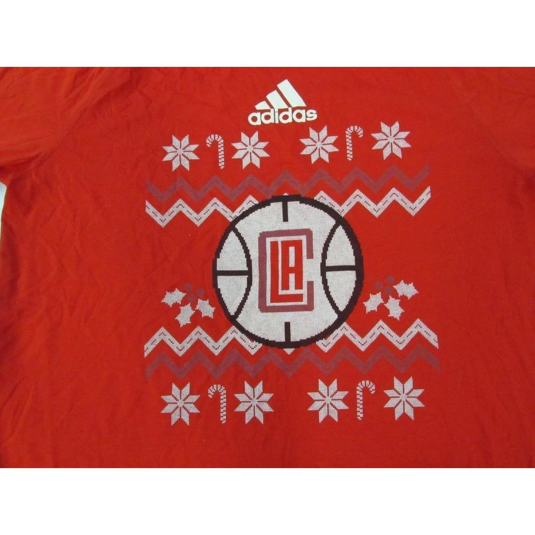 Los Angeles Clippers Christmas Mens Size XLT Red Adidas Climalite Shirt Image 3