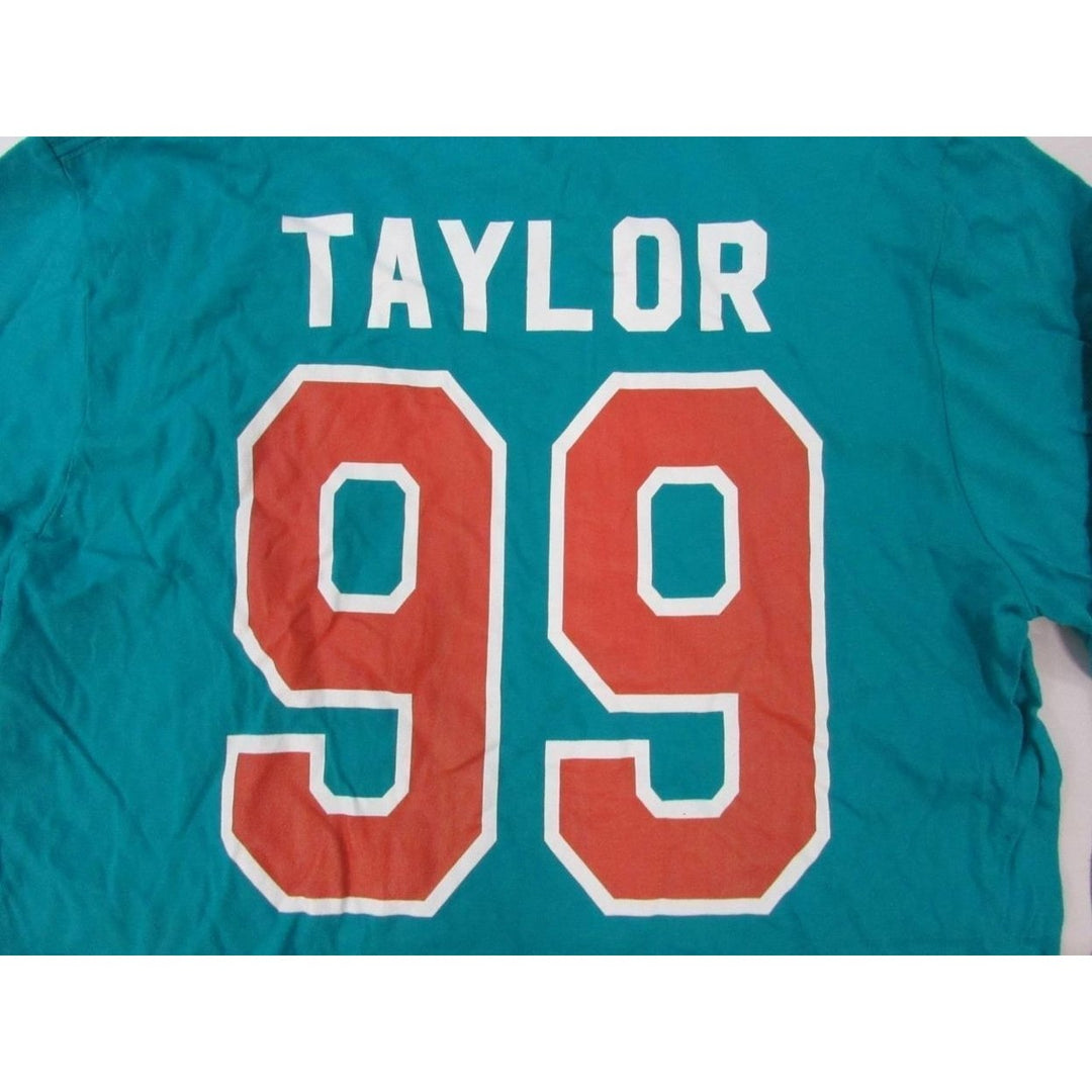 Miami Dolphins 99 Jason Taylor Mens Size M Aqua Long Sleeved Shirt Image 4