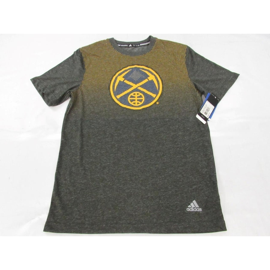 Denver Nuggets Mens Size M Gray Adidas Climalite Shirt w/ Textured Print 40 Image 1