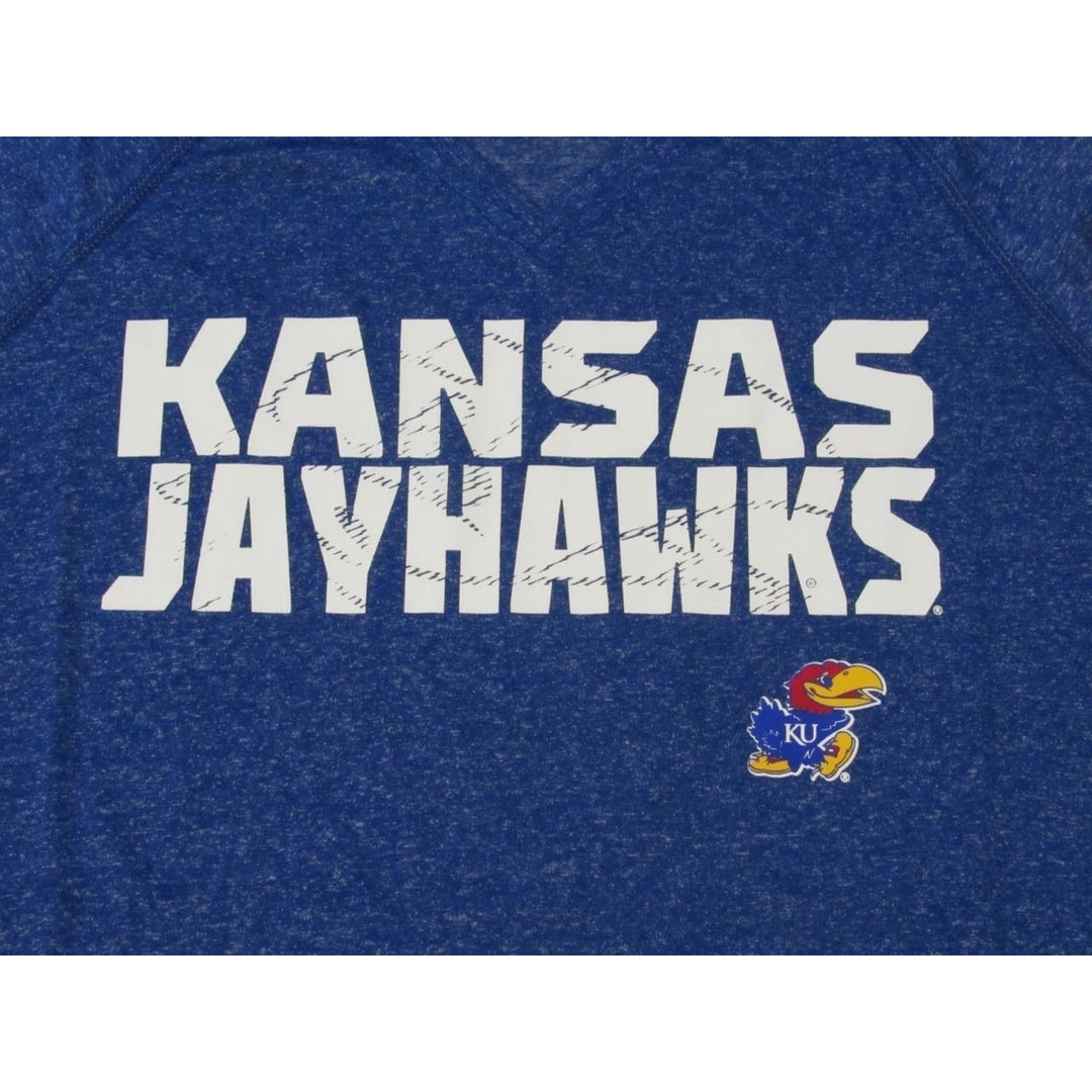 University of Kansas Jayhawks Womens Size XL Adidas Blue Climalite Shirt 28 Image 4