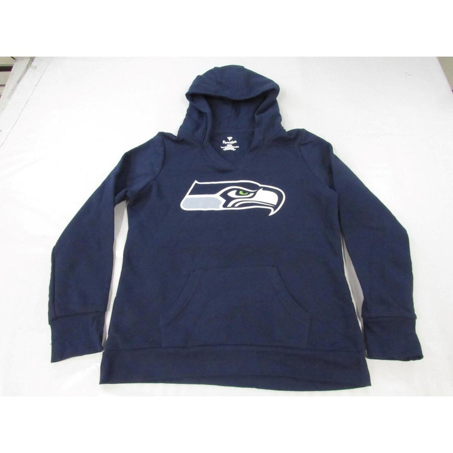 Seattle Seahawks Womens Size L Large Navy V-Neck Hoodie Image 1