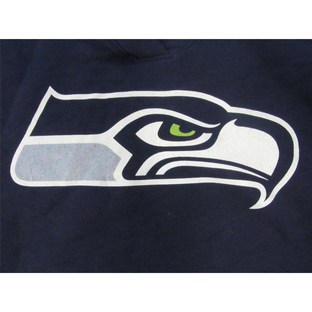 Seattle Seahawks Womens Size L Large Navy V-Neck Hoodie Image 3