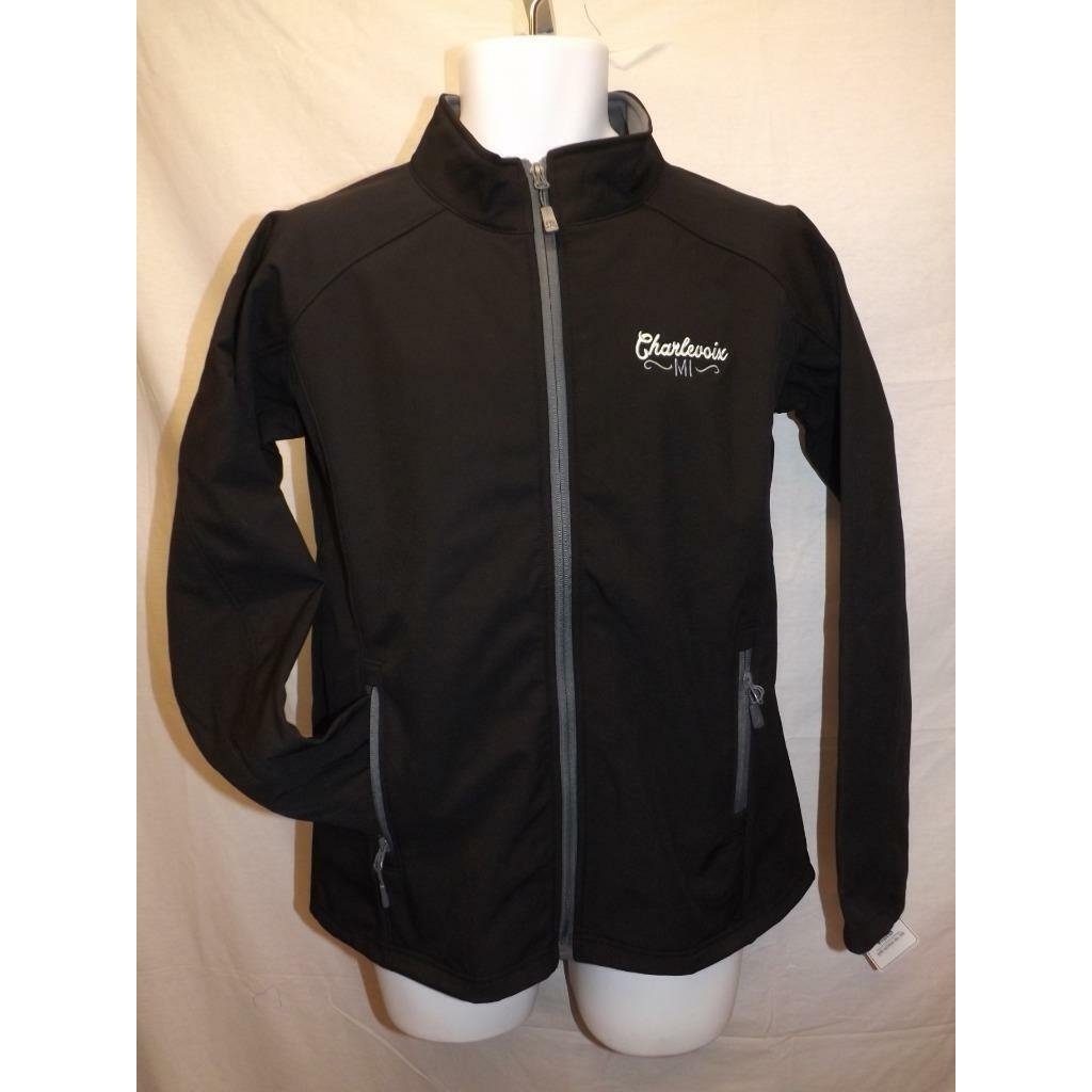 Charlevoix Michigan Womens Size M Medium Black Full Zip Jacket Image 1