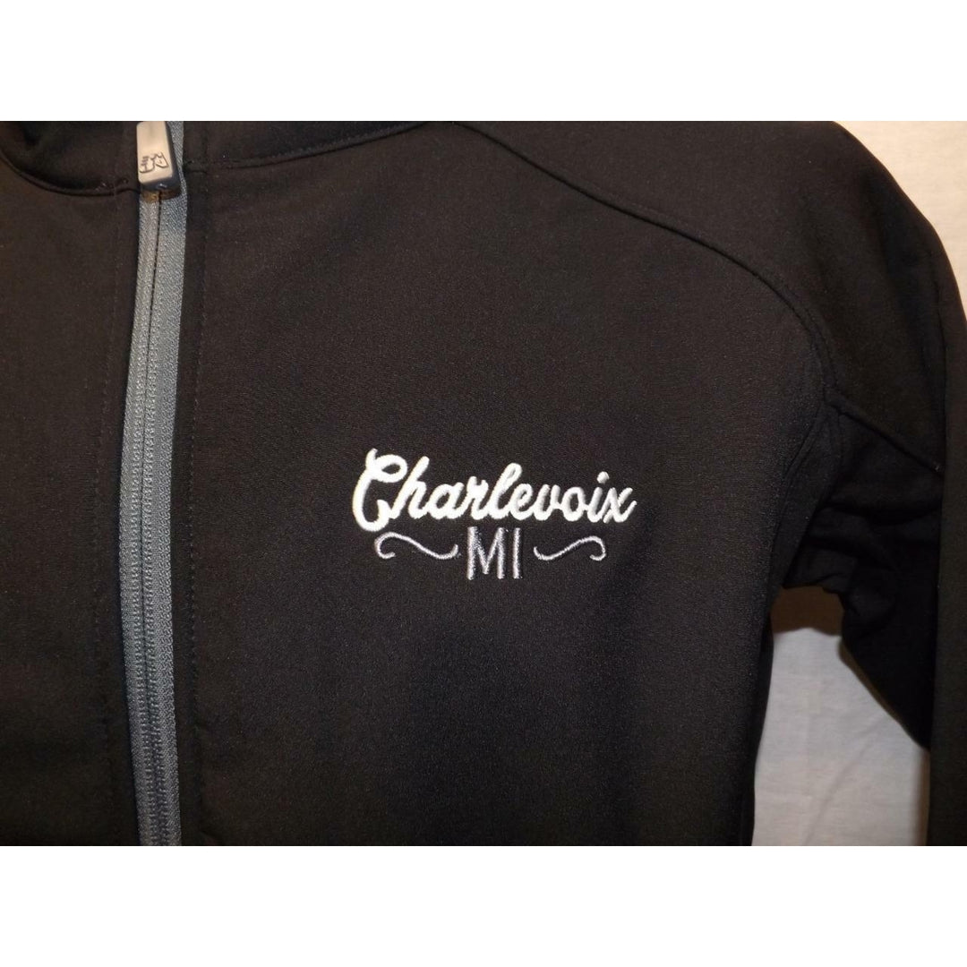 Charlevoix Michigan Womens Size M Medium Black Full Zip Jacket Image 2