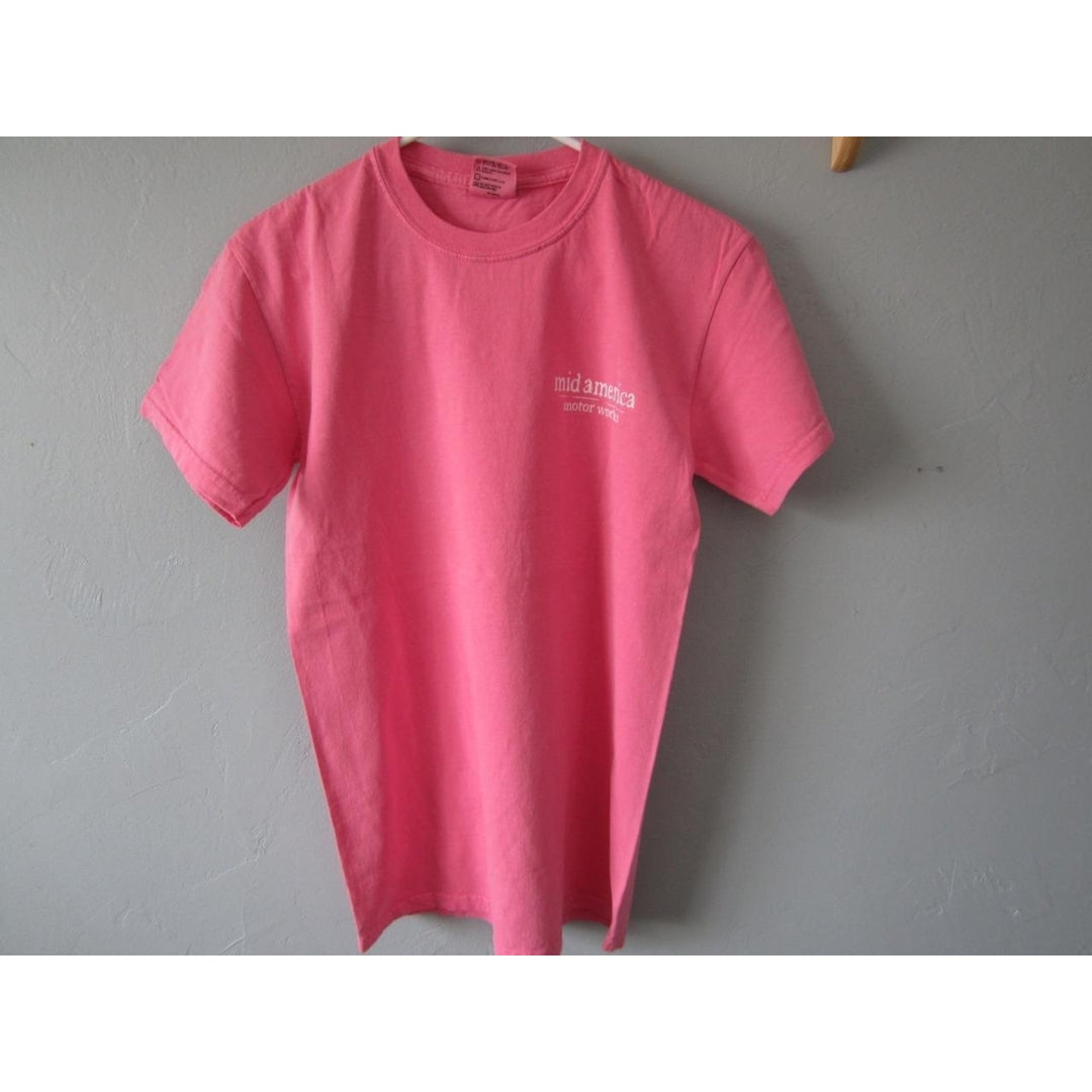 MID AMERICA MOTOR WORKS ADULT SIZE S SMALL PINK T-shirt 68iA Image 1