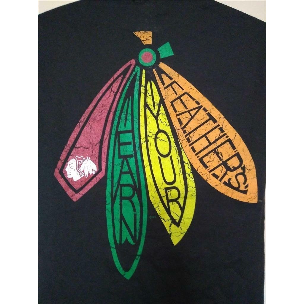 Chicago Blackhawks "Earn Your Feathers" Mens Size S Black Majestic Shirt Image 4