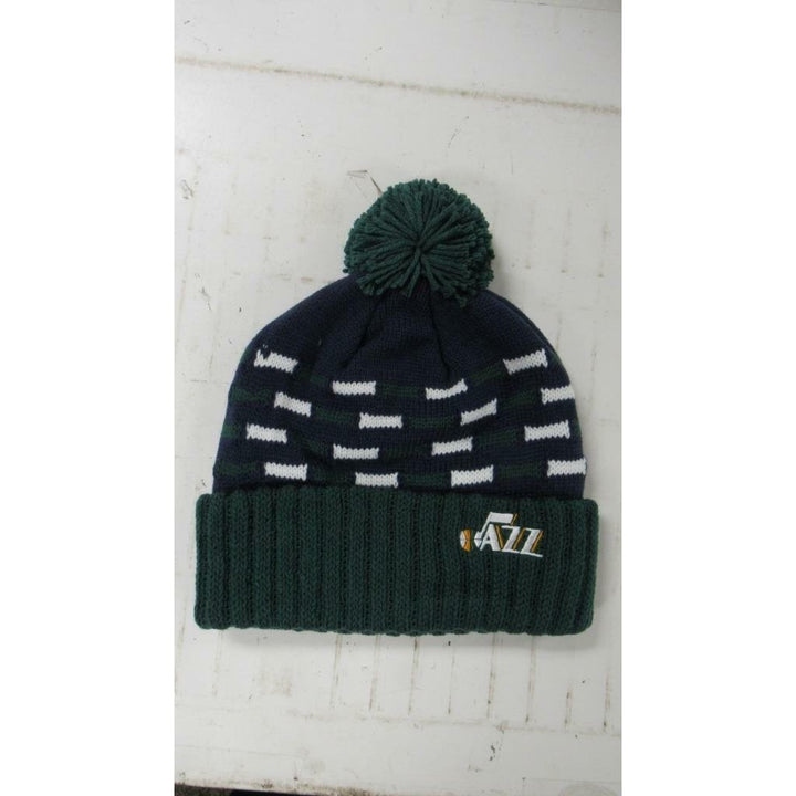 Utah Jazz Mens Size OSFA Navy Green Adidas Knit Beanie Hat Image 1