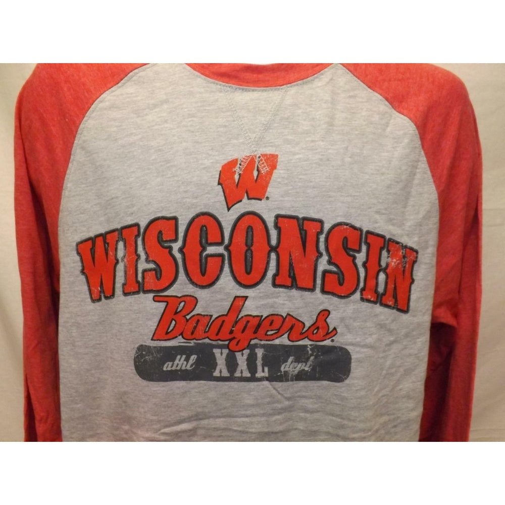 Wisconsin Badgers Mens Size L Large Gray Vintage Long Sleeve Shirt Image 2