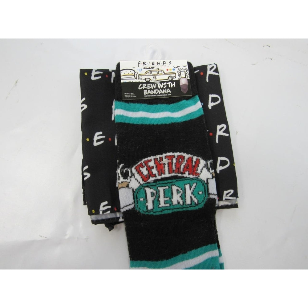 Friends Central Perk Mens Sizes 6-12 OSFA Green Crew Socks and Bandana Image 2