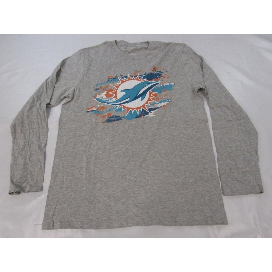 Miami Dolphins Mens Size L Large Gray Long Sleeved Shirt Image 1