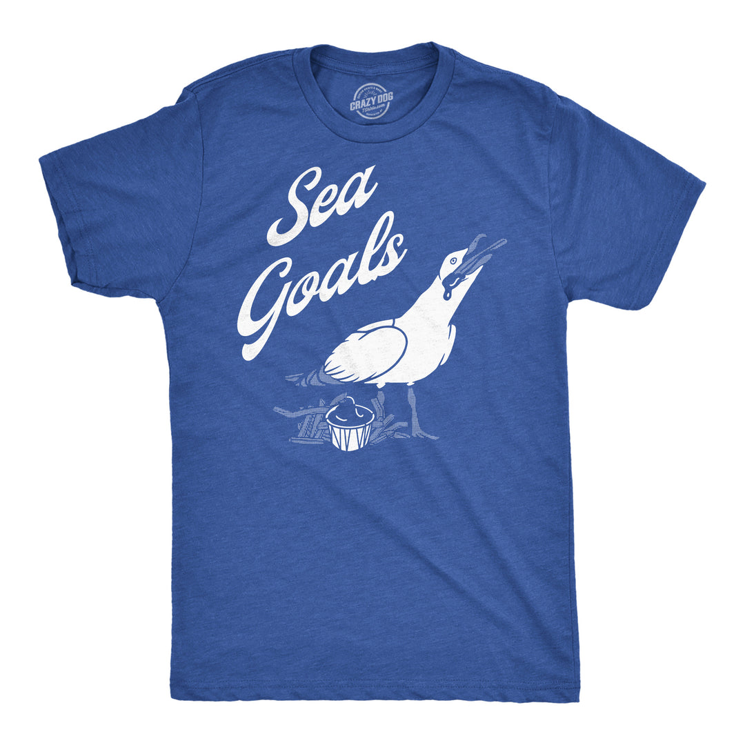 Mens Funny T Shirts Sea Goals Sarcastic Seagull Graphic Noevelty Tee For Men Image 1