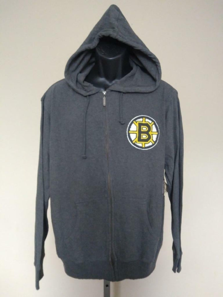 Boston Bruins Mens Size M Medium Gray Lightweight Full Zip Hoodie Jacket Image 1