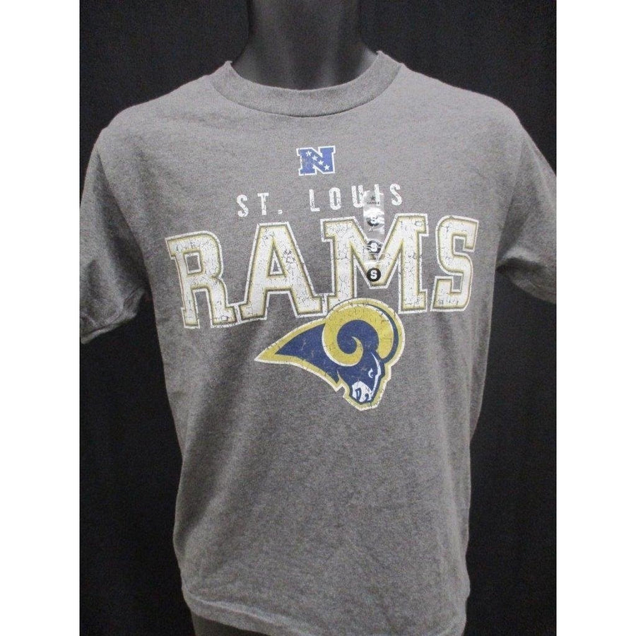 St. Louis Rams Men Sizes S Small Gray Majestic Shirt MSRP 25 Image 1