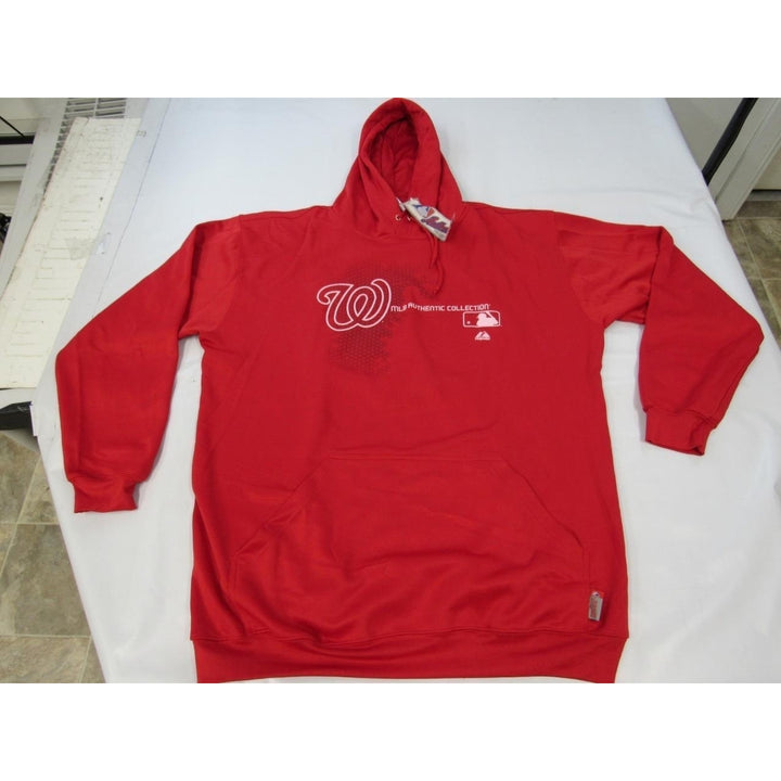 Washington Nationals Mens Size 3XL-Tall Majestic Red Thermabase Hoodie Image 1