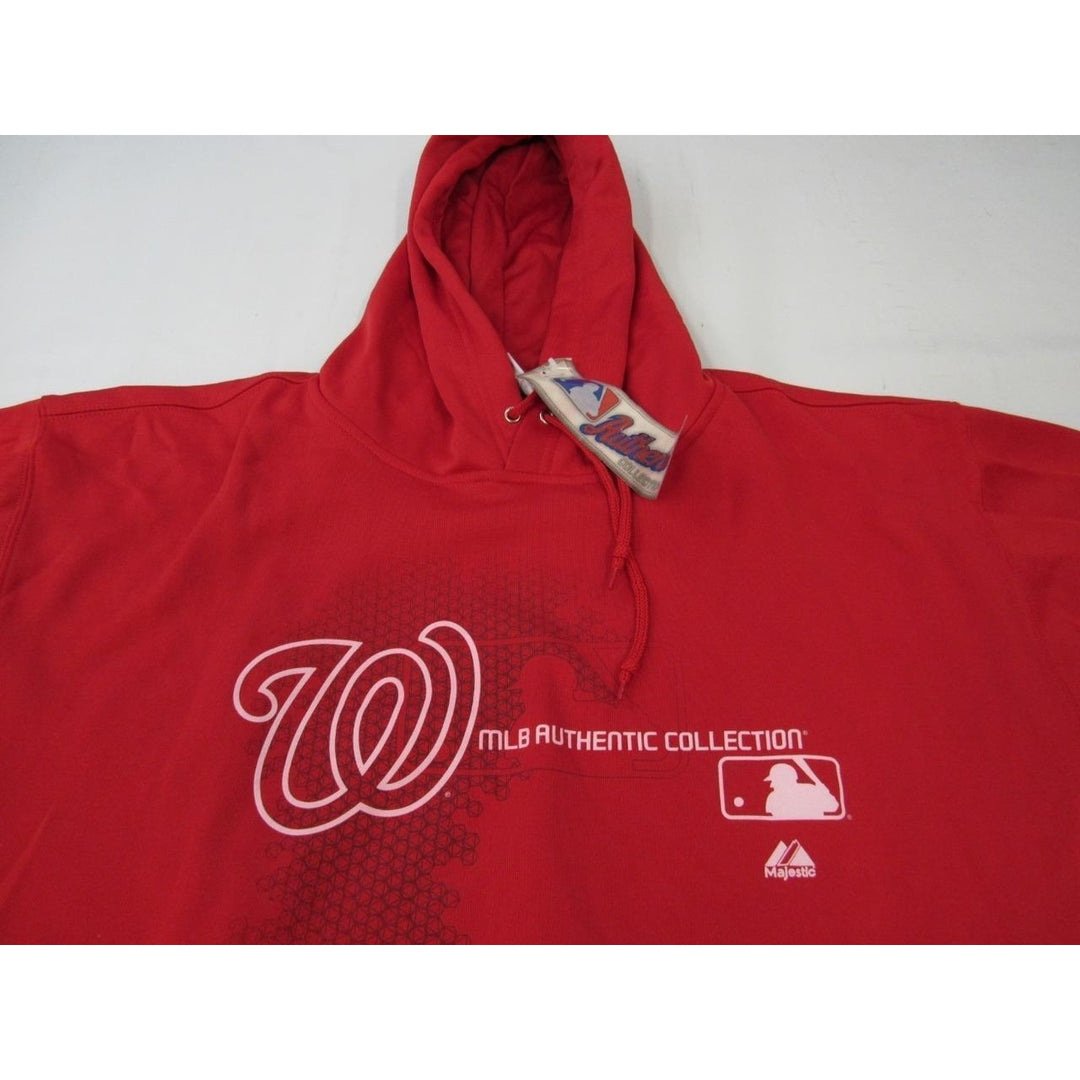 Washington Nationals Mens Size 3XL-Tall Majestic Red Thermabase Hoodie Image 2