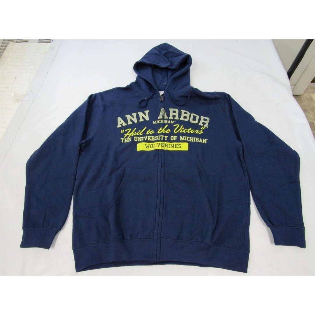 University of Michigan Wolverines Ann Arbor Mens Size L Blue Full Zip Jacket Image 1