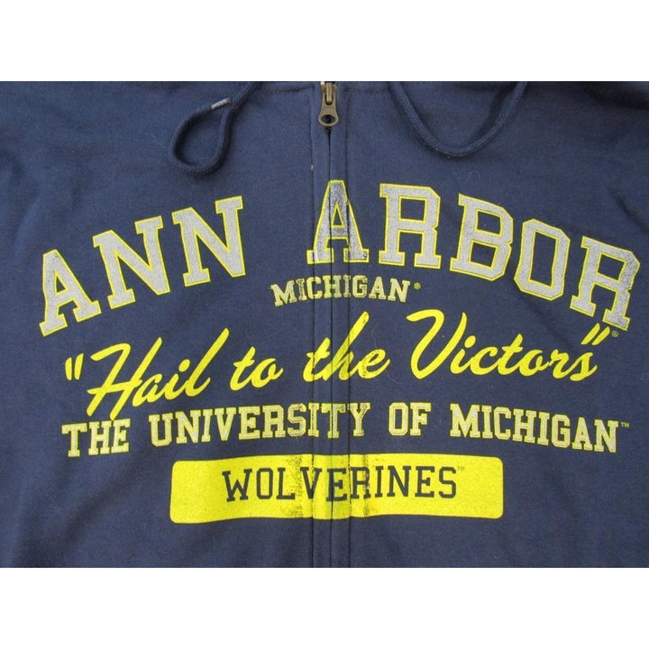 University of Michigan Wolverines Ann Arbor Mens Size L Blue Full Zip Jacket Image 3