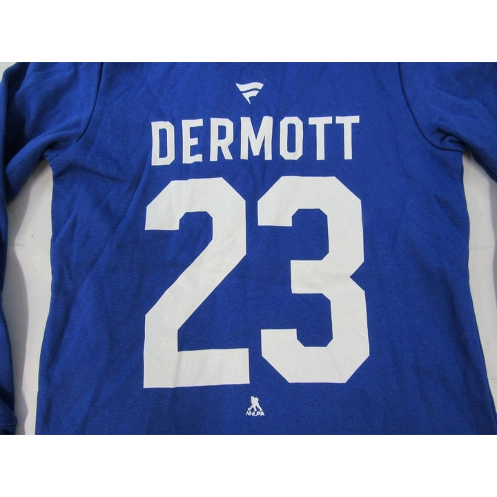 Toronto Maple Leafs 23 Travis Dermott Mens Size S Small Blue Hoodie Image 4