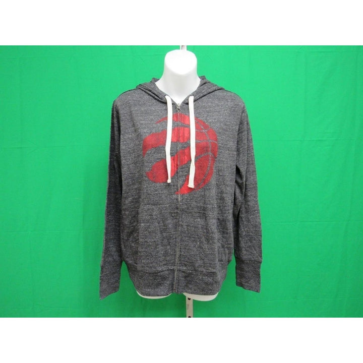 Toronto Raptors Womens Size L Heathered Gray Light Full Zip Jacket w/ hood Image 1