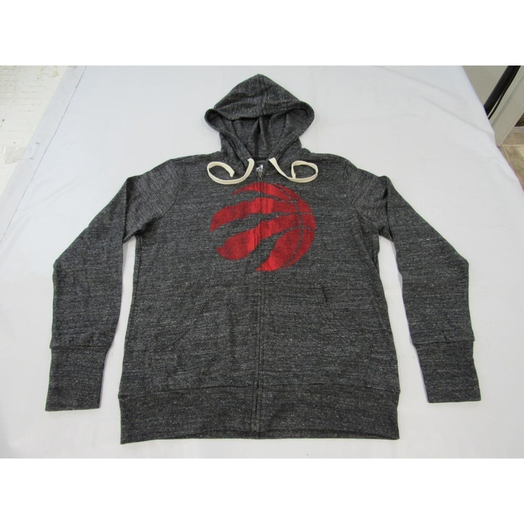 Toronto Raptors Womens Size L Heathered Gray Light Full Zip Jacket w/ hood Image 2