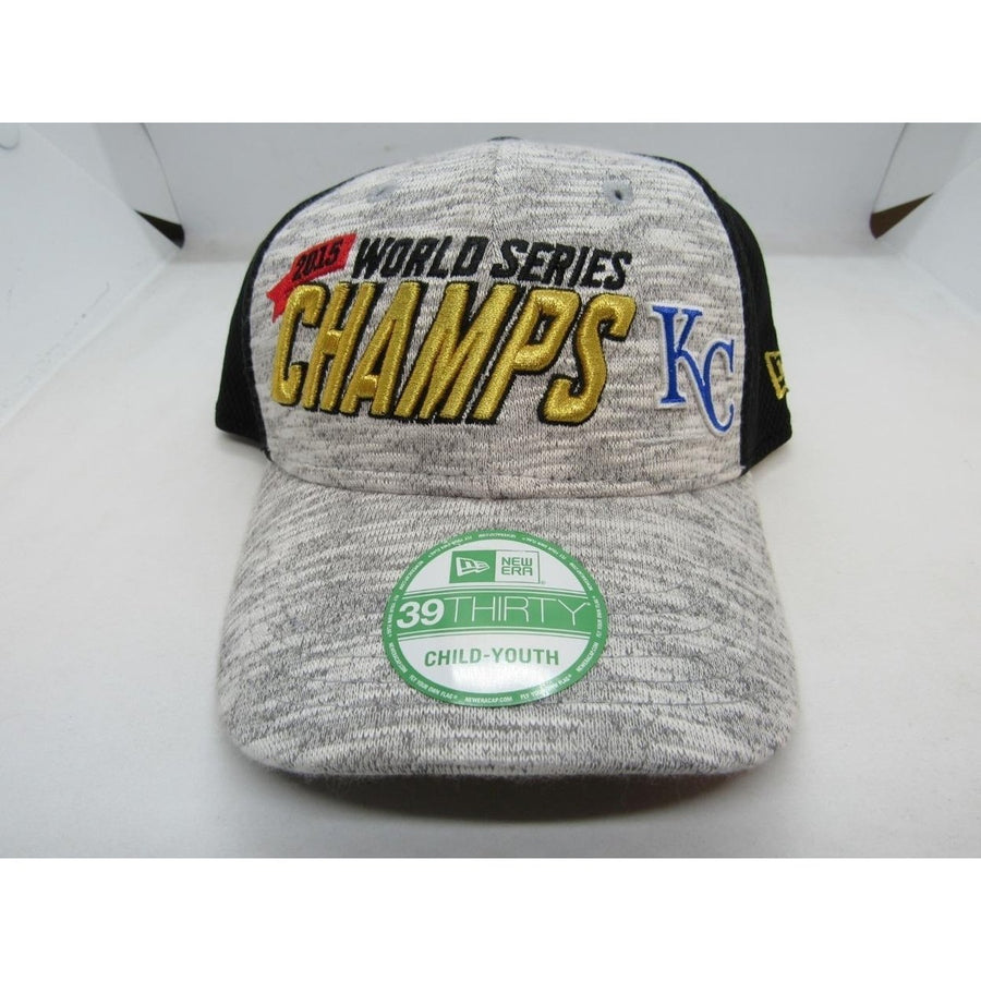 2015 World Series Champs KC 39Thirty Era Child Youth Size Grey/Black Hat Image 1