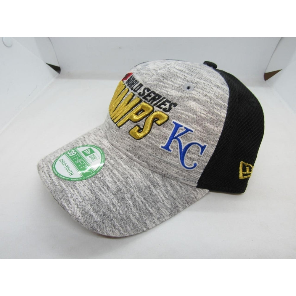 2015 World Series Champs KC 39Thirty Era Child Youth Size Grey/Black Hat Image 2