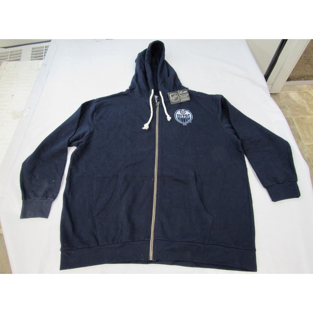 Edmonton Oilers Mens Size 1XL Big and Tall Blue Gray Full Zip Jacket Hoodie Image 4