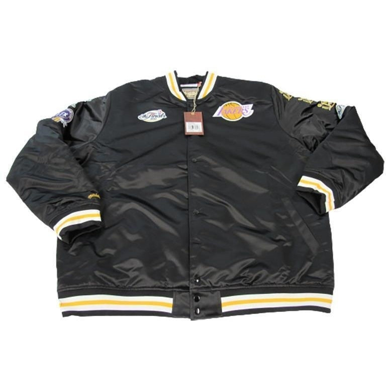 2010 Finals Los Angeles Lakers Mens Mitchell and Ness Heavy Satin Snap Jacket 175 Image 1