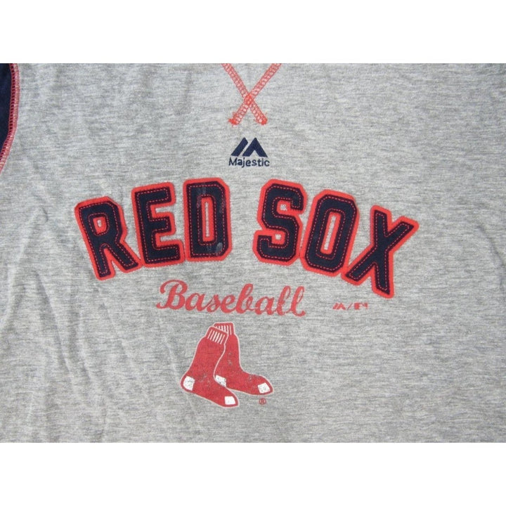 Boston Red Sox Youth Size L Large (14/16) Heather Gray Majestic Shirt 25 Image 3