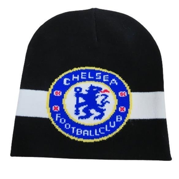 Chelsea Football Club Mens Size OSF Black Hat Beanie Image 1