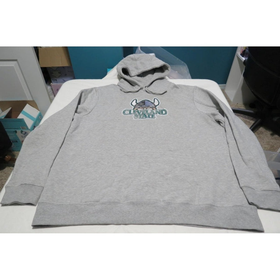 Cleveland State Vikings Mens Size XL XLarge Gray Hoodie w/ Distressed Print Image 1