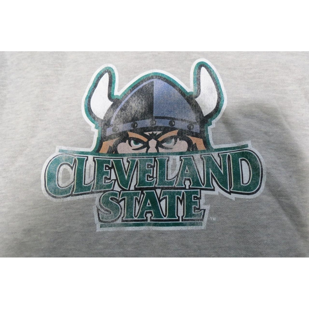 Cleveland State Vikings Mens Size XL XLarge Gray Hoodie w/ Distressed Print Image 3