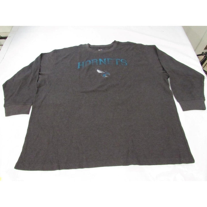 Charlotte Hornets Mens Size 5XL Gray Majestic Distressed Long Sleeve Shirt Image 1