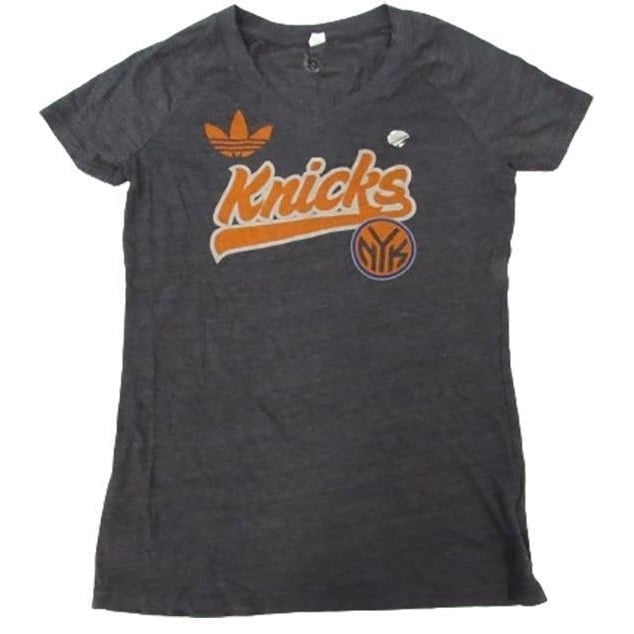 York Knicks Womens Size L Large Gray V-Neck Adidas Shirt Image 1