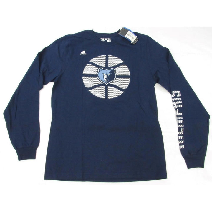 Memphis Grizzlies Mens Size M Medium Blue Adidas Long Sleeve Shirt Image 1