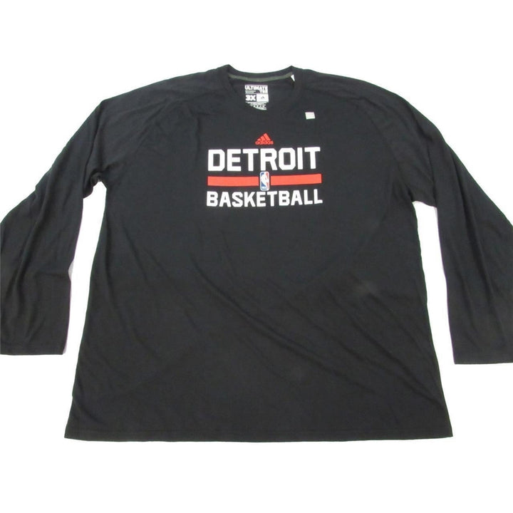 Detroit Pistons Mens Size 3XL Adidas Black Climalite Long Sleeve Shirt Image 1