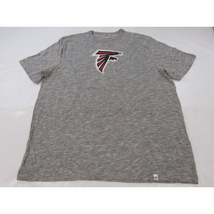 Atlanta Falcons Mens 2XL Heather Gray Majestic Shirt w/ Distressed Print Image 1