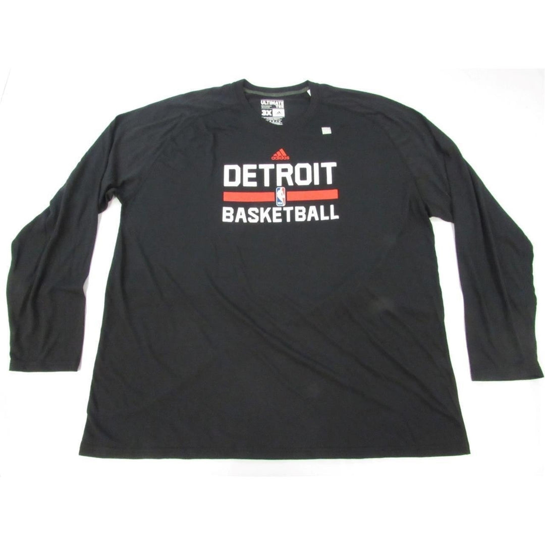 Detroit Pistons Mens Size 3XL Adidas Black Climalite Long Sleeve Shirt Image 4